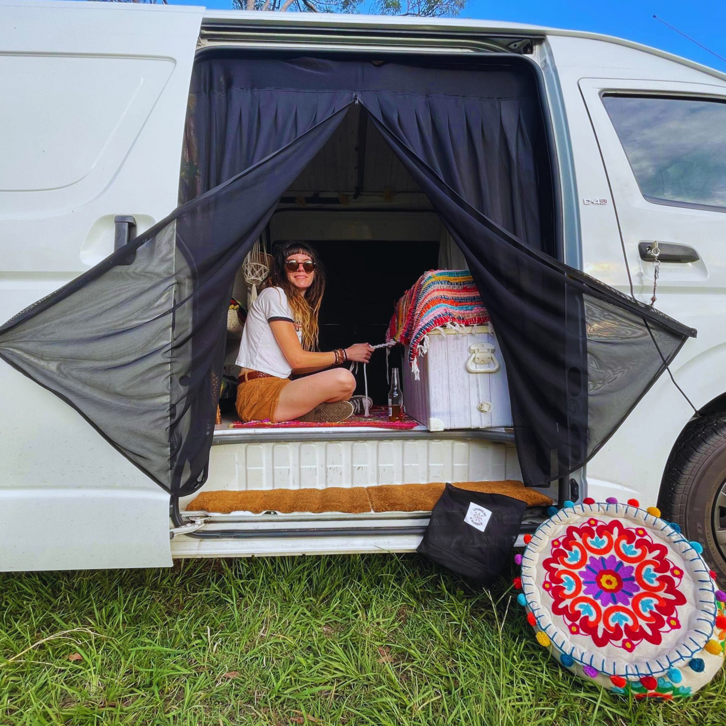 Magnetic Van Bug Screen - Side Door - Black