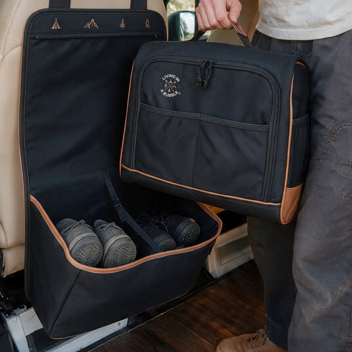 Premium Seat Back Shoe Organizer with Detachable Bag